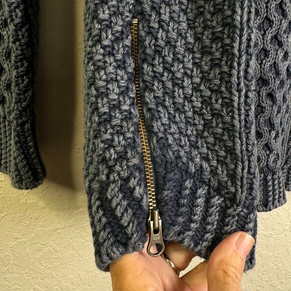 LL BEAN SIGNATURE Sweater Small Cable Knit Fisherman Tunic Oversized Side Zipper - Picture 9 of 14